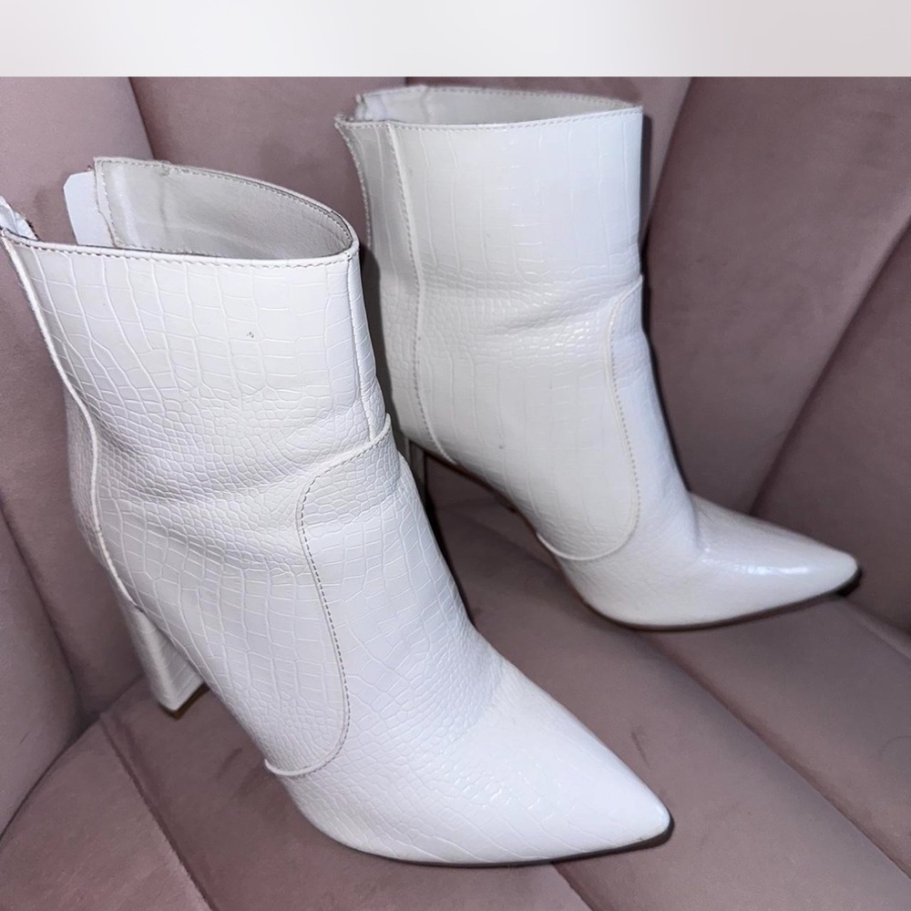 White Fox Boutique White Textured Heeled Boots